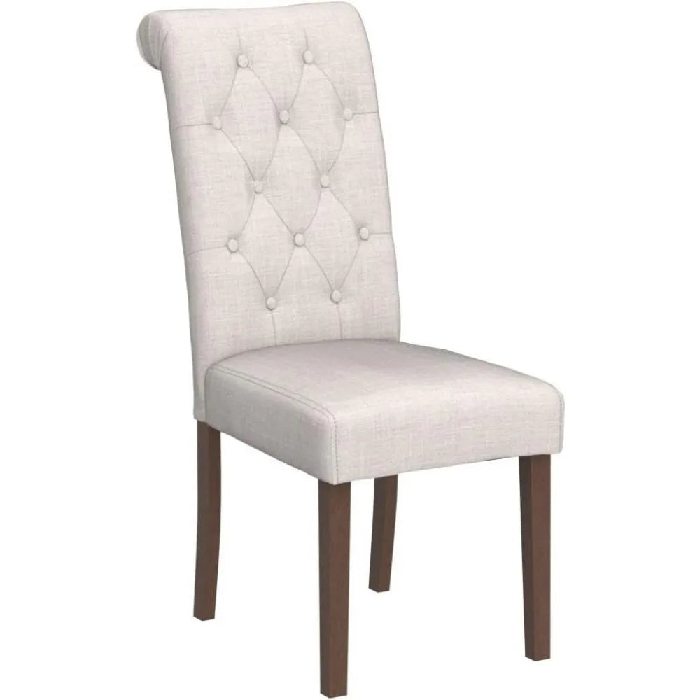 Tufted Dining Room Chairs Set of 2,Upholstered Fabric Side Stylish Kitchen Chairs with Solid Wood Legs and Padded Seat