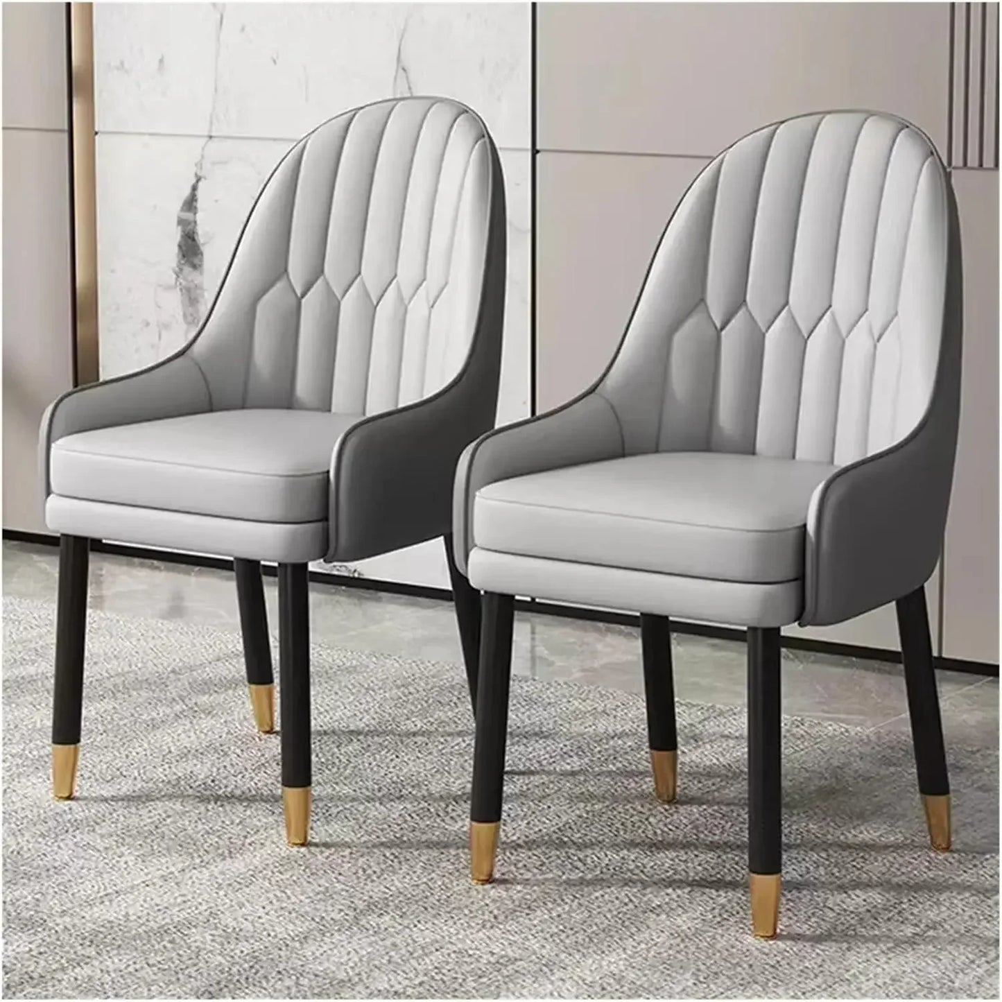 Dining chair，Modern Dining Chairs Set of 2,Faux Leather Accent Chairs with Cushioned Seat,Backrest and Legs,Upholstered Lounge