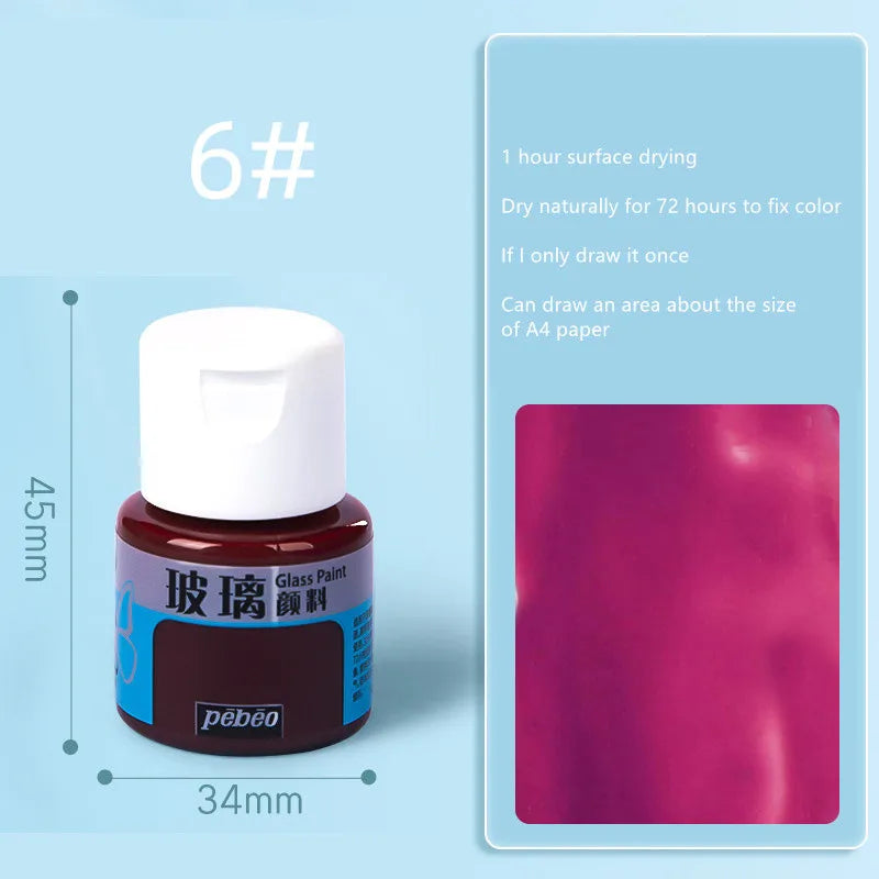 Waterproof Glass Paint 20ml Transparent Sun-Resistant Glass Acrylic Paints For Painting Aquarela Art Supplies