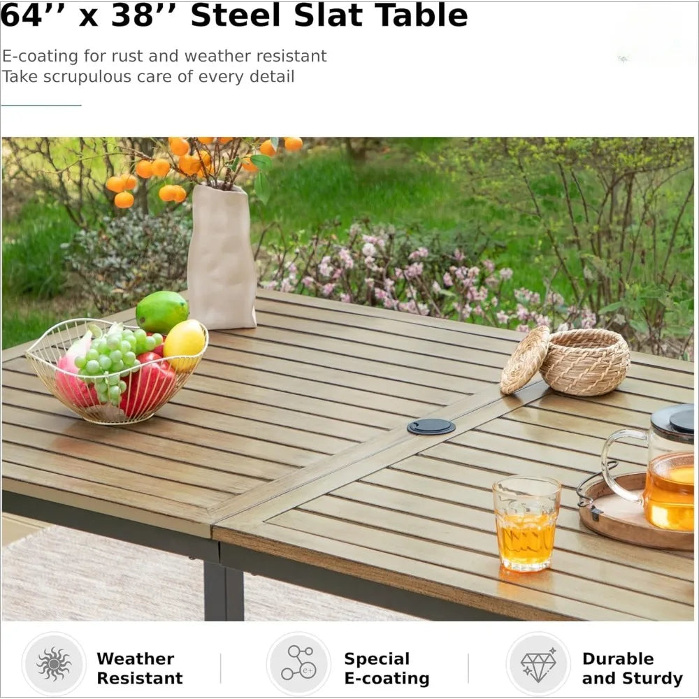 7 Pieces Patio Dining Set ,able Set for 6 with Wicker & Metal Swivel Chairs, Outdoor Table and Wicker Chairs Dining Set for 6