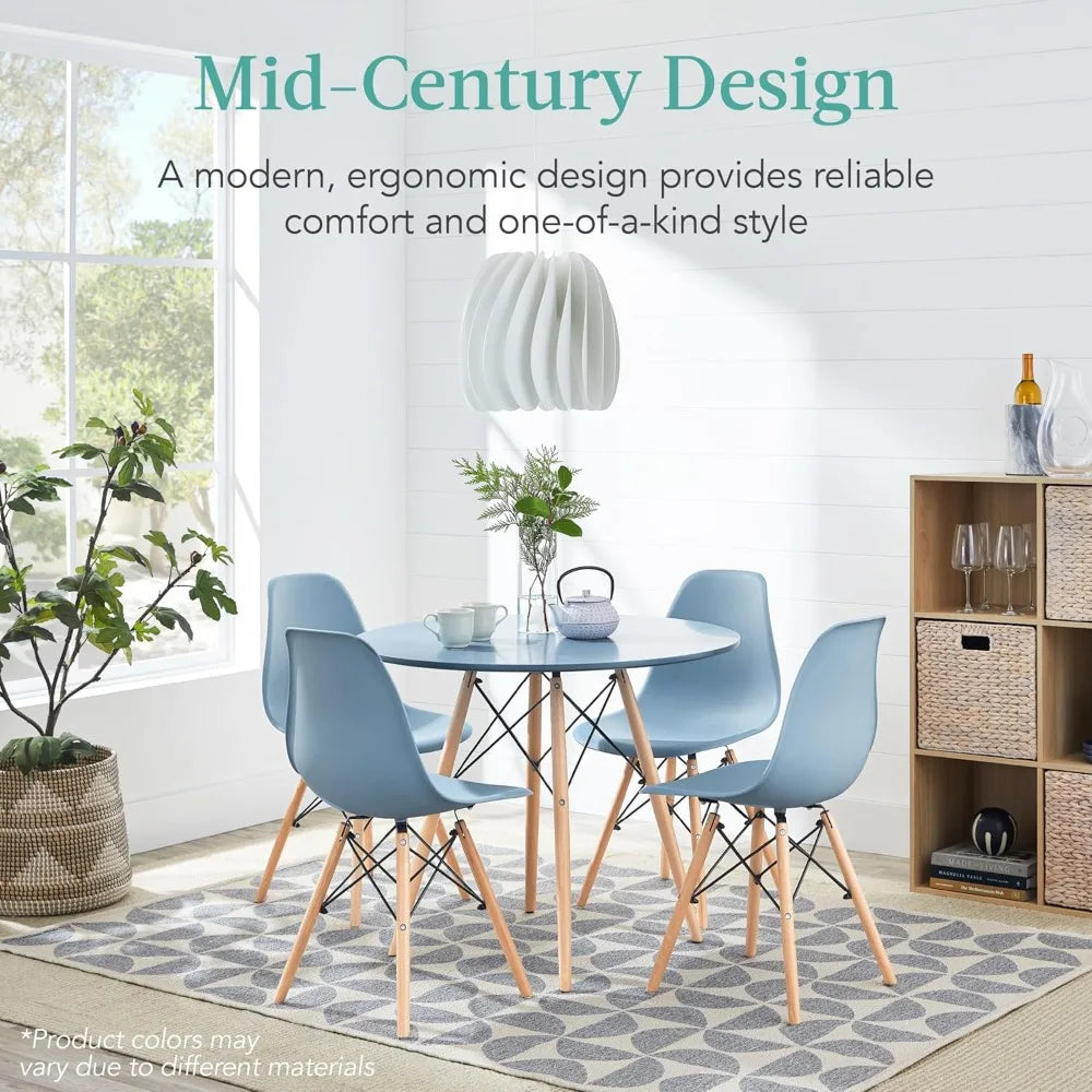 5-Piece Dining Set, Compact Mid-Century Modern Table & Chair Set for Home, w/ 4 Chairs, Suitable for dining rooms living rooms