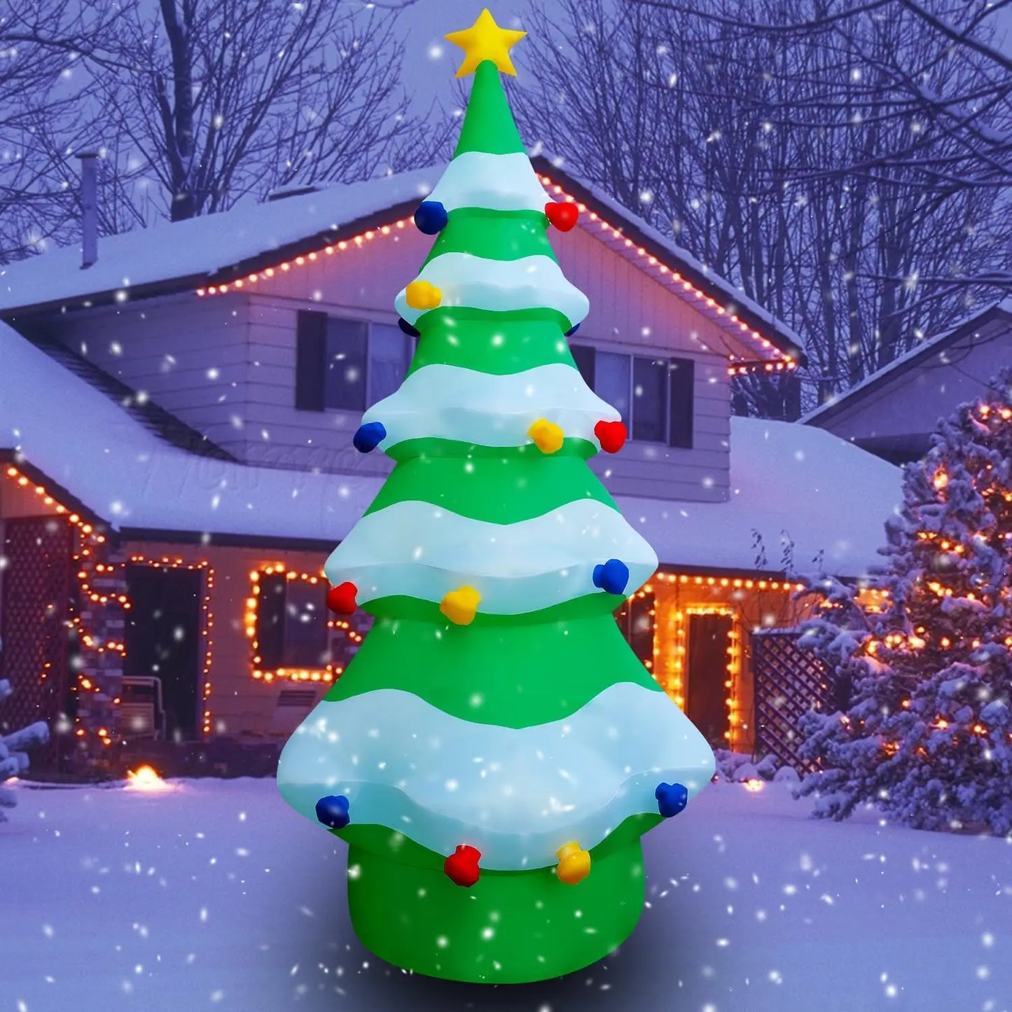 12 FT Giant Inflatable Christmas Tree Xmas Decoration for Blow Up Built-in LED for Yard Indoor Outdoor Lawn Yard Gard