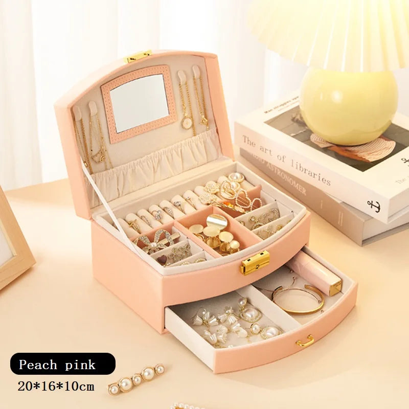 Handheld luxury jewelry box, multi-layer drawer storage box, used for classifying and storing rings, earrings, necklaces