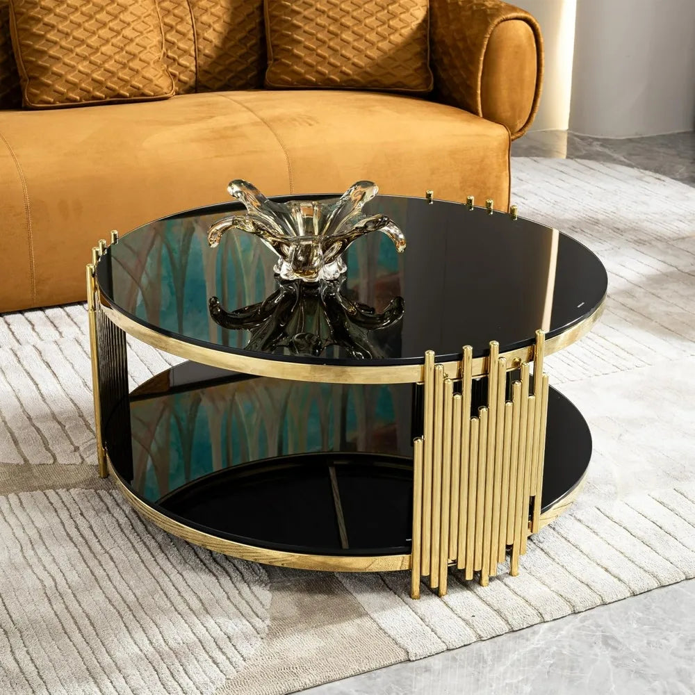 Gold Stainless Steel Irregular Leg Cocktail Table (Black Living Room Coffee Table 37" Coffee Table) Desk Side Tables Modern Home