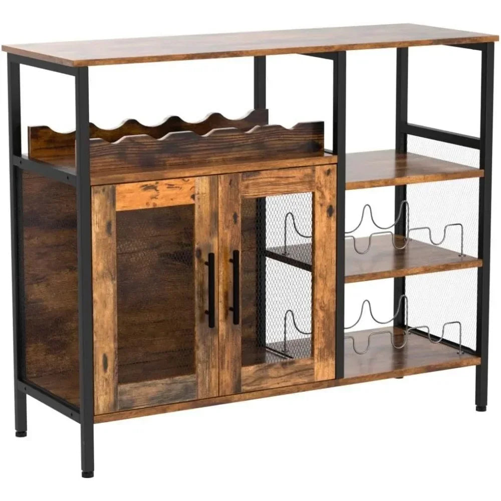 Wine Bar Rack Cabinet with Detachable Wine Rack, Coffee Bar Cabinet with Glass Holder, Small Sideboard  Buffet Cabinet