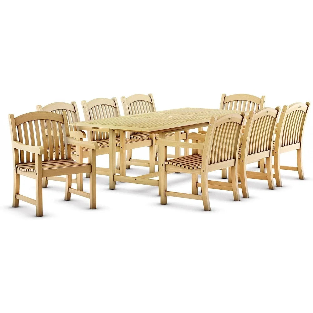 9-Piece Outdoor Dining Table Set, | Certified Teak | Ideal for Patio and Indoors, Patio Table and Chairs Set