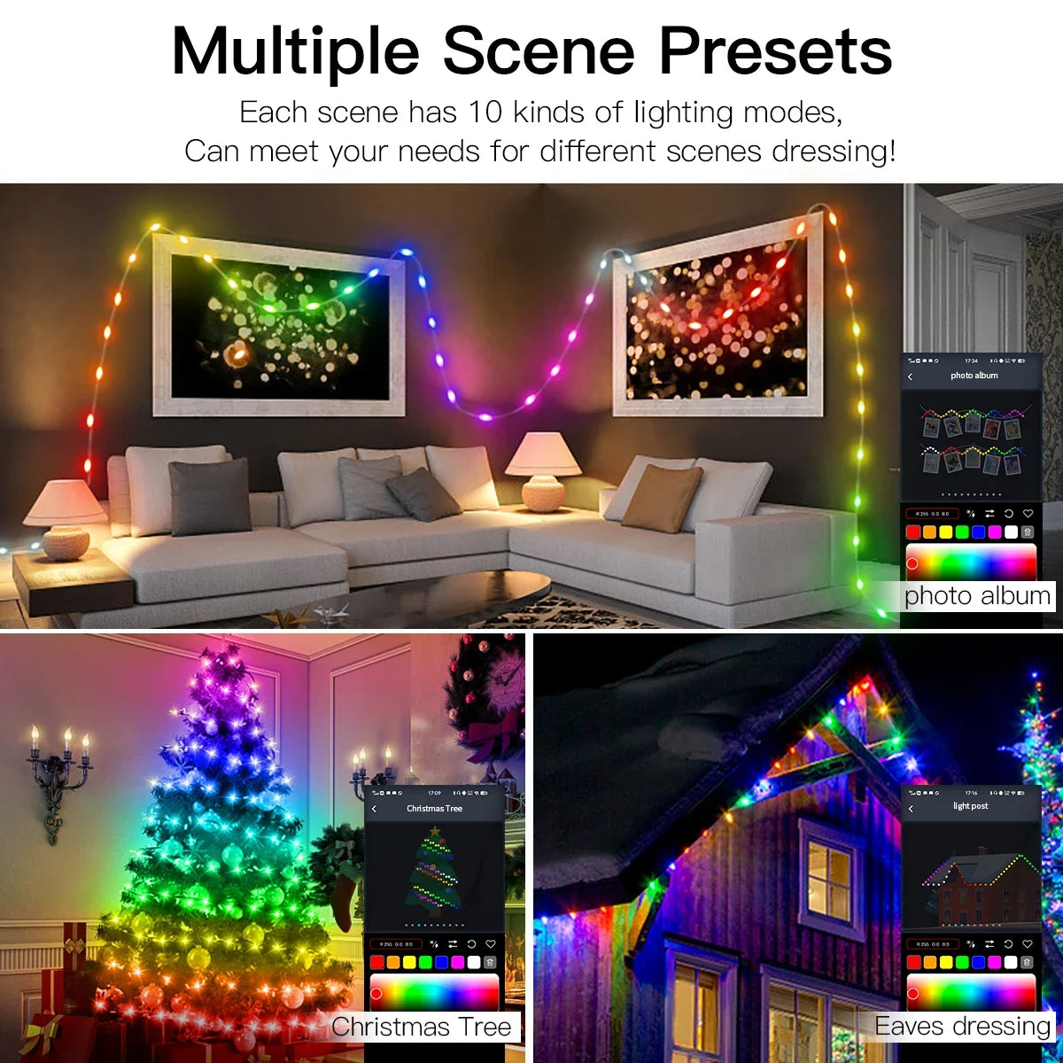 RGB String Lights Smart APP Control LED Lights Christmas Decorations for Home Fairy Lighting Strings Garland Festoon Party Beads