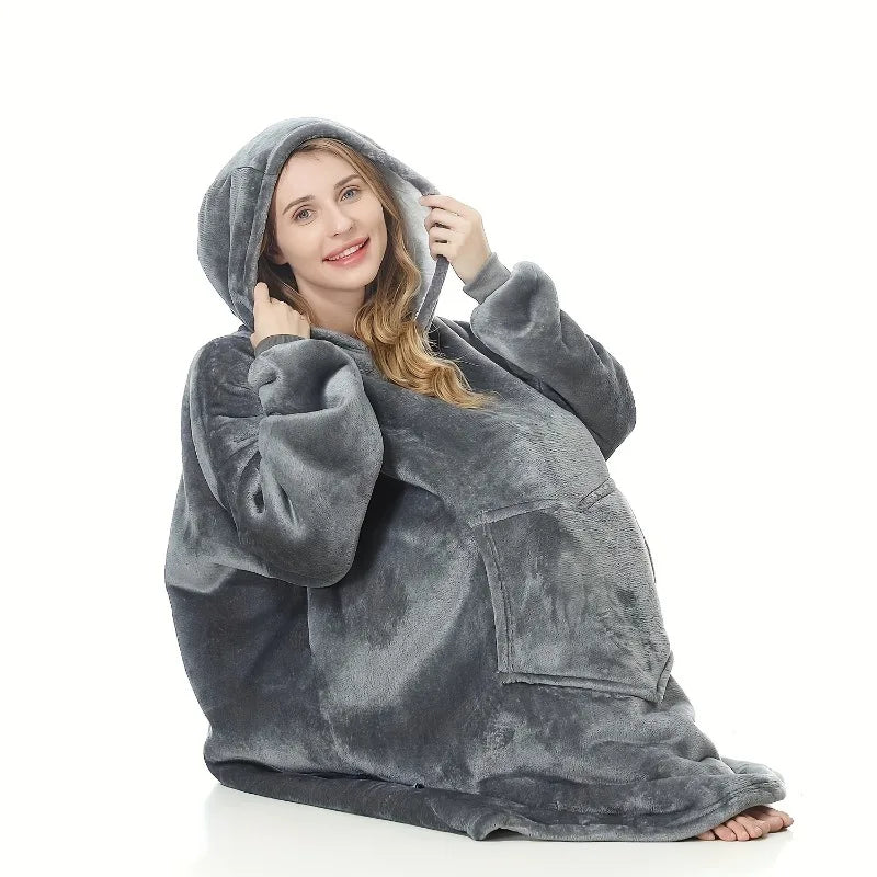 1 Super Large Hoodie Blanket, Wearable Double-sided Blanket Hoodie, Super Soft Comfortable Snuggling Hoodie, Fluffy Pullover