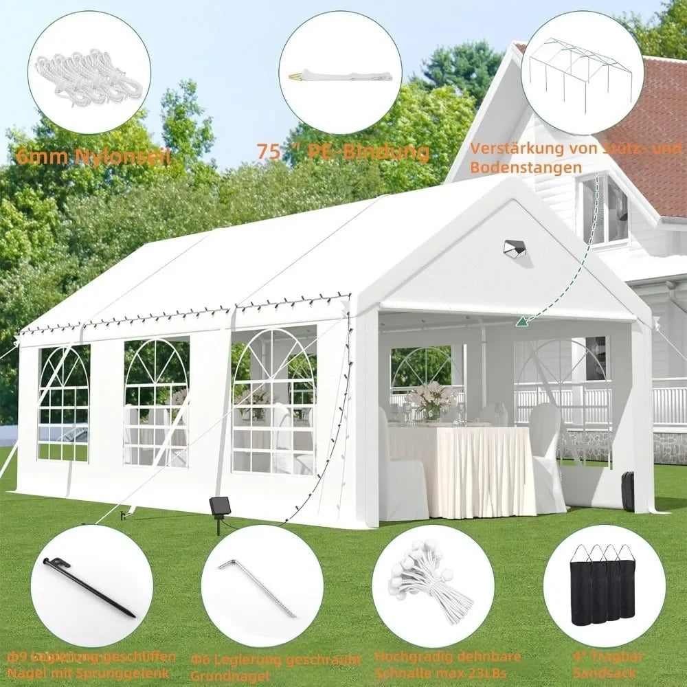 13x26FT Heavy Duty Canopy Tent, with Removable Sidewalls,3 Box Outdoor Waterproof Patio Camping Gazebo Shelter,Party Ten