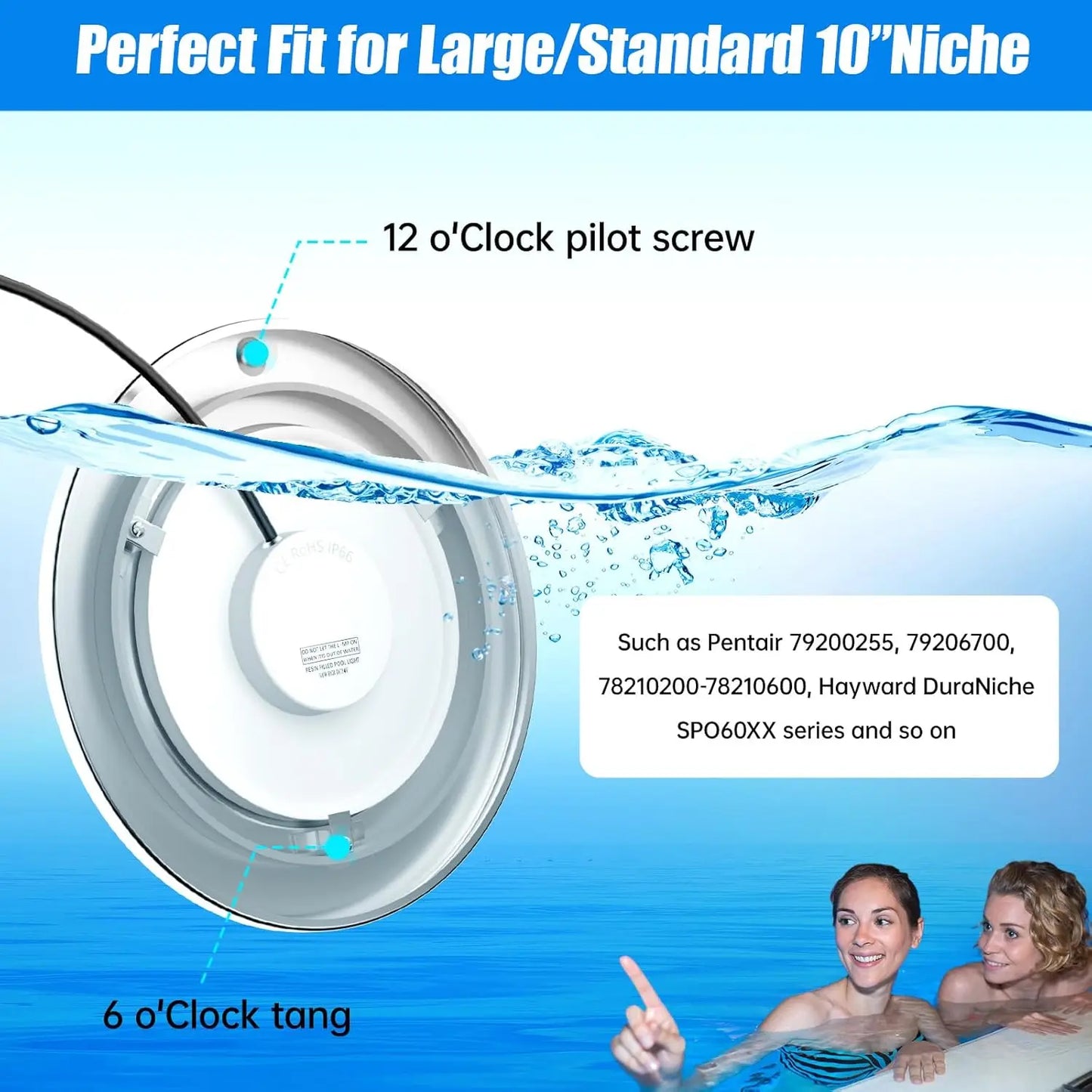 Inground Pool with 3 Control Way (App/Remote/Manual Controller), 54W 10 Inch Color Changing Underwater Swimming Pool