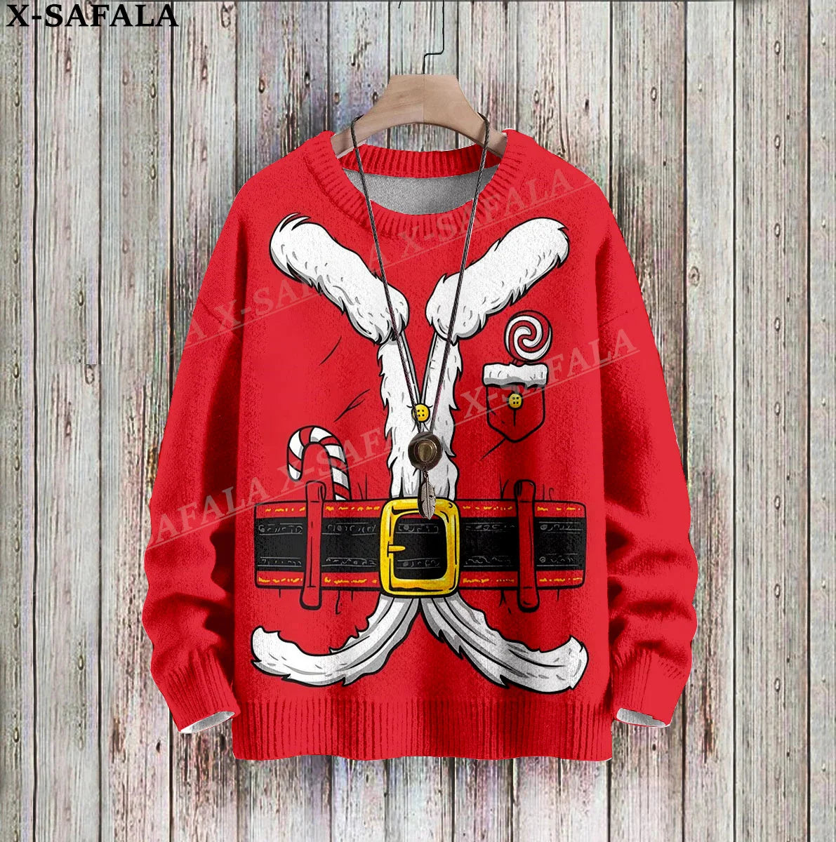 Santa Claus Funny Christmas Gift Cosplay Ugly Christmas Knit Sweaters Christmas Gift Jumpers Tops Couple Party Unisex Casual-4