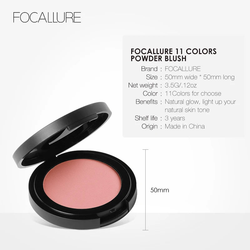 FOCALLURE Rouge-Palette mit 16 Farben, Make-up, Nude Matte Rouge, Bronzer, Puder-Palette, Schimmer, Rouge-Palette für Gesicht, Make-up, Kosmetik