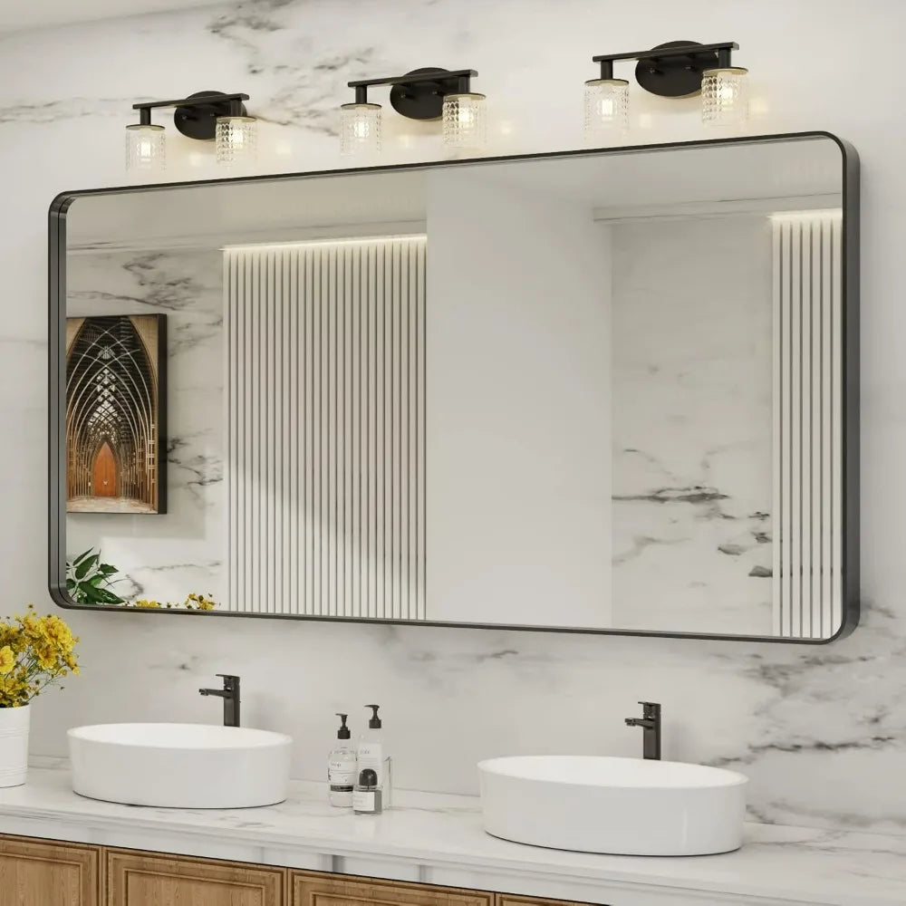 Mirror Shatter-Proof Led Mirrors for Bathroom Hangs Horizontally or Vertically Matte Black Bathroom Vanity Mirror Farmhouse Home