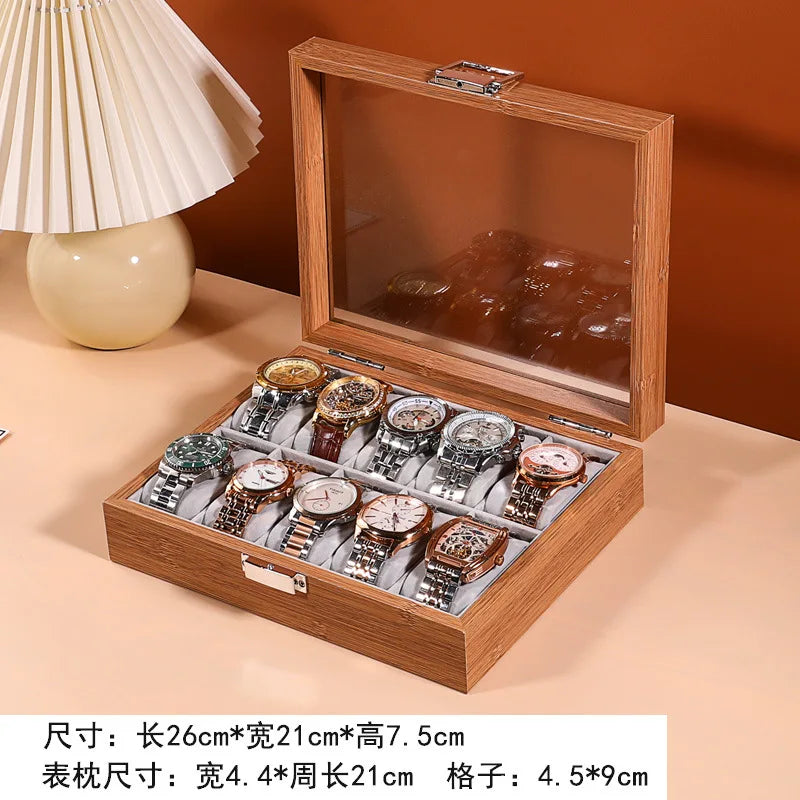 Wooden Jewelry Display Box with Cover Watch Bracelet Storage Display Box Watch Organizer Collection Box