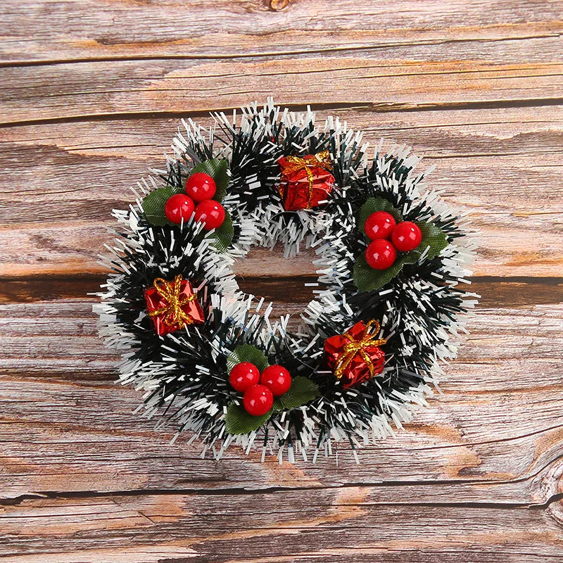 12cm Christmas Decoration Wreath Flower Vine Ring Christmas Tree Pendant Mini Flower Ring Christmas Decor 2024 New Year Decor