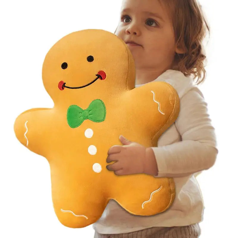 Decorative Gingerbread Man Plush Pillow Christmas Novelty Plush Pillow Snowman Decorative Sofa Cushion Outdoor Party Tree Pillow