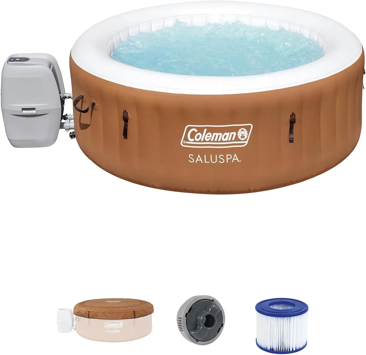 Inflatable Hot Tub Round Portable Outdoor Spa with 120 AirJets and EnergySense Energy Saving Cover, Hot Water Bathtub