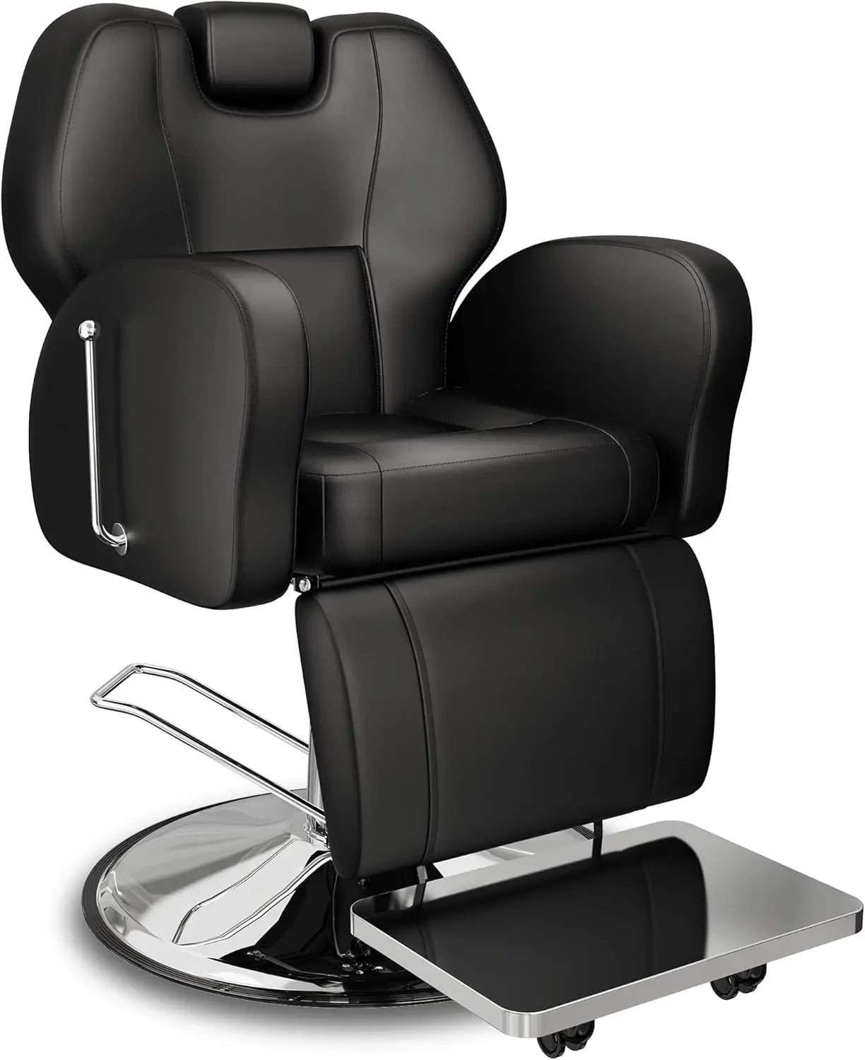 Barber Chair, Reclining for Hair Stylist, All-Purpose Hair Chair with Heavy-Duty Steel Frame, Shampoo Tattoo Chair