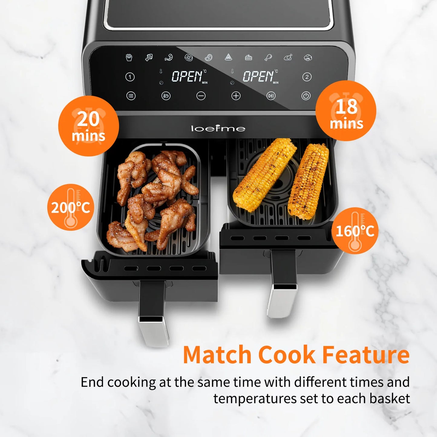 8L High-power Air Fryer Double Warehouse Fried Chicken and Chips Electric Fryer Intelligent Non-oil Smoke Electric Oven