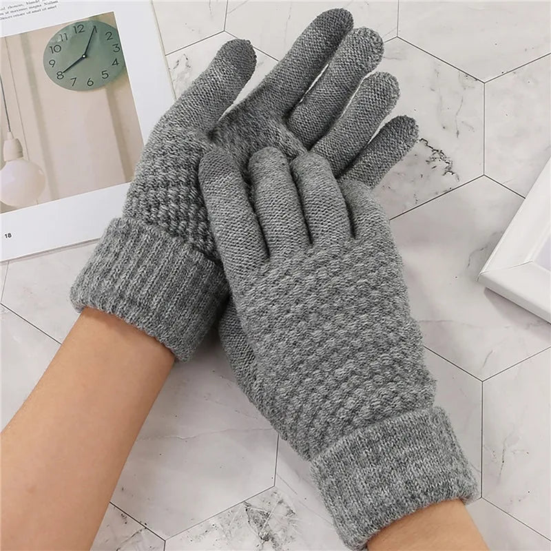 Winter Wolle Warme Strickhandschuhe Handy Touchscreen Strickhandschuhe Vollfinger Guantes Weibliche Häkelhandschuhe Für Männer Frauen