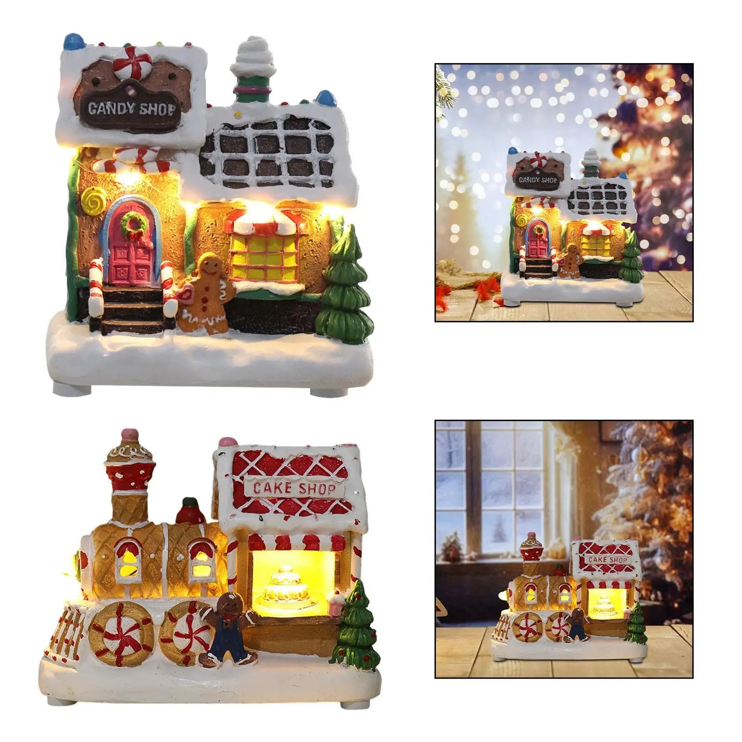 Lighted up Christmas Village House Home Table Centerpiece Decoration Christmas Scene House for Shelf Festival Holiday Livingroom