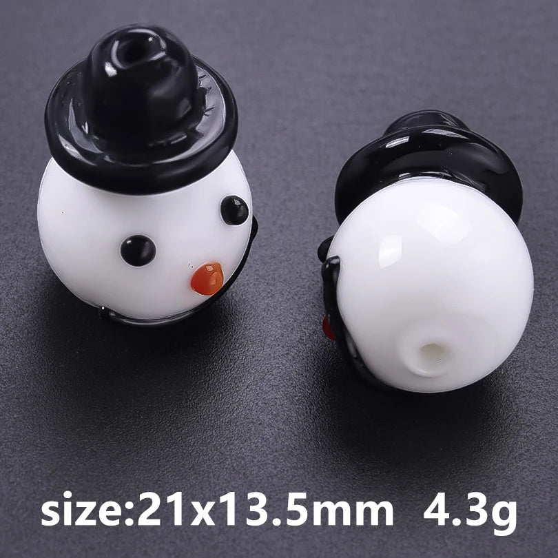 10pcs Christmas Day High Quality Snowman Parody Straight Hole Beading Coloured Glaze Jewelry Used To Hand Diy Necklace Making