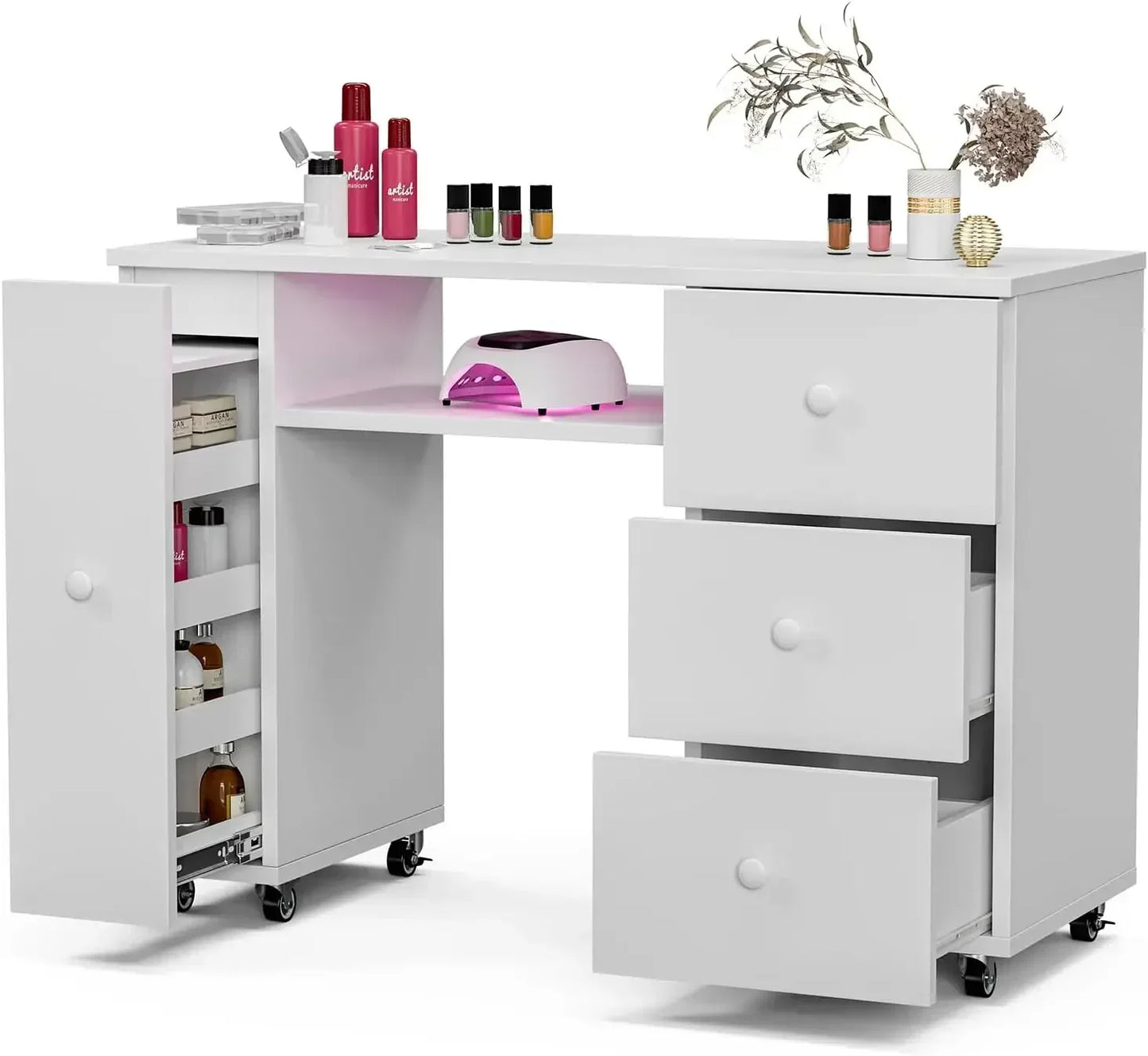 Manicure Table Nail Desk for Nail Tech,It Is Not Only Waterproof and Easy To Clean,but Also Environmentally Friendly and Durable