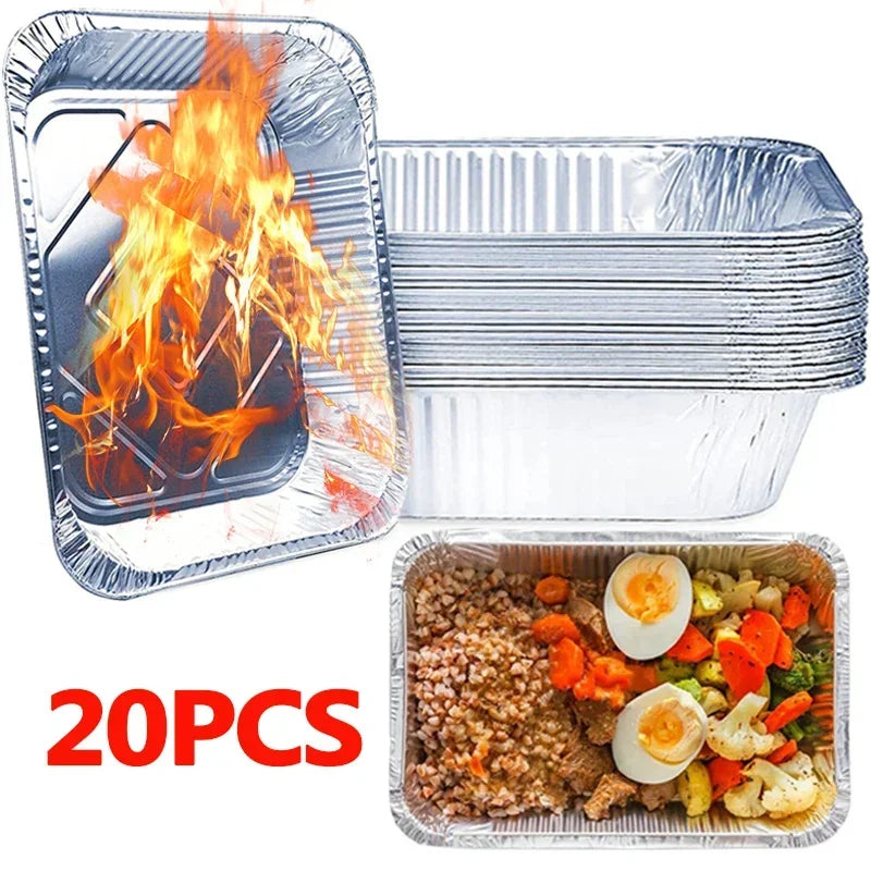 10/20pcs Oil-Proof Air Fryer Tin Box for Oven Steaming Basket Disposable Non-Stick Aluminum Foil Paper Box Kitchen Tool BBQ Tray