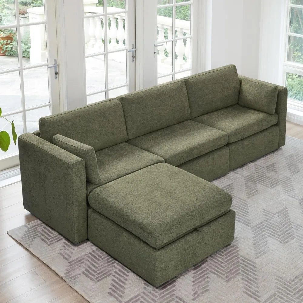 Sofa Sectional Living Room Sofas Oversized Modular Sectional Fabric Sofa Set Moss Green 112 Inch Width Sofy Do Salon Couch Chair