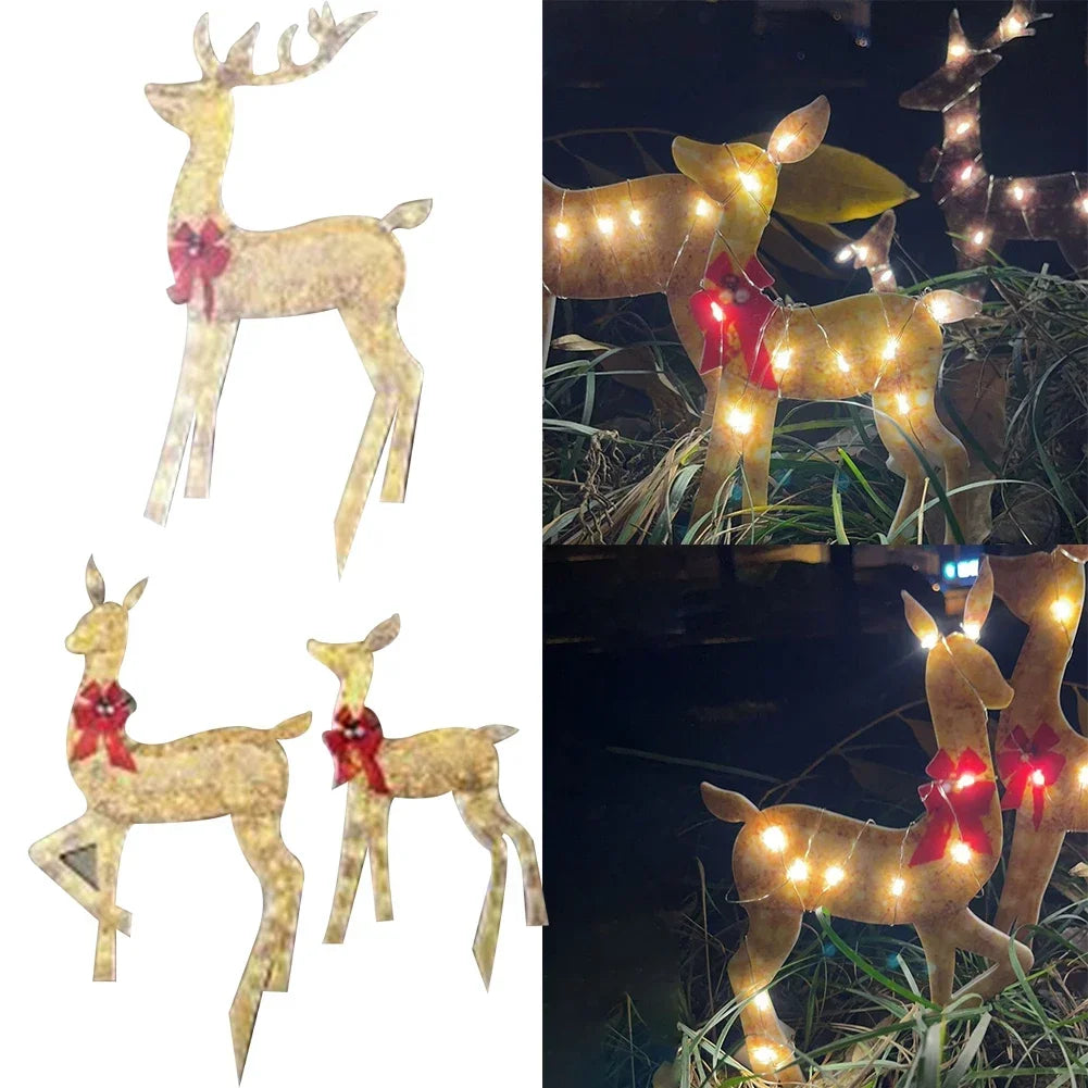 3pcs Christmas Reindeer String Lights Garland Decoration For Home Elk Fairy Lights Ornament Xmas Wedding Party