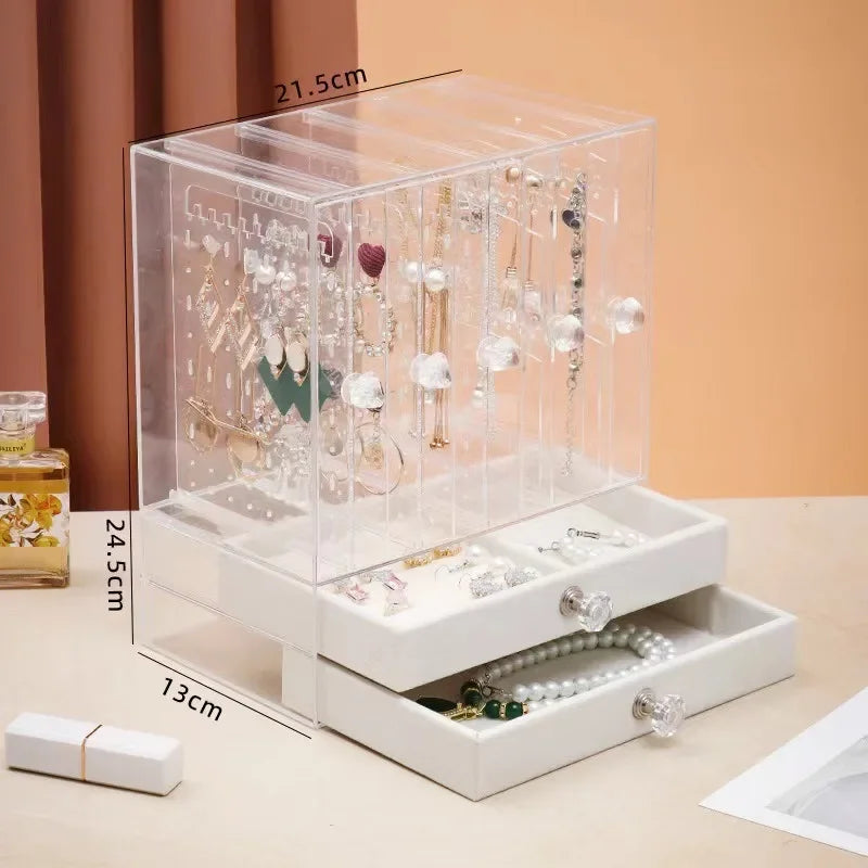 Luxury Jewelry Boxes Organizer Hanging Earrings Rack Transparent Acrylic Display Case Necklace Display Case Storage Box 3 Layers