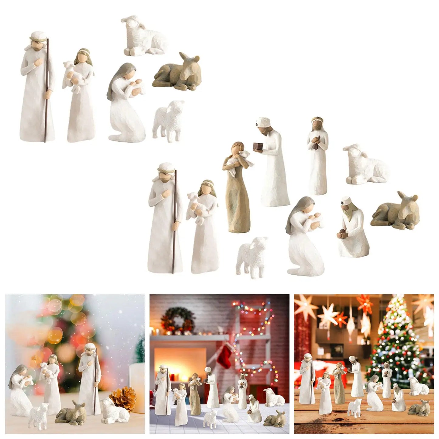 Christmas Nativity Scene Figurine Set Handmade Traditional Xmas Sculpture