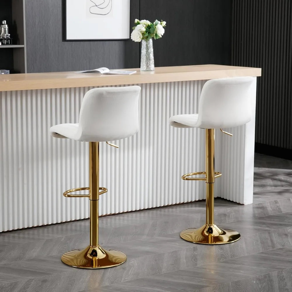 Swivel Bar Stools Set of 4, Counter Height Barstools with Golden Base, 5 Minute Assembly, Adjustable Velvet Armless Bar Chair