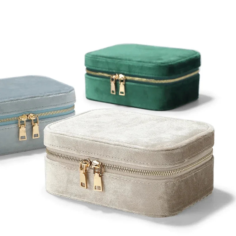 High end jewelrystorage box Portable travel jewelry storage box Light luxury velvet bag jewelry box