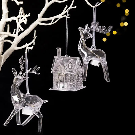 2025 Christmas Tree Hangings Reindeer Ornaments Illuminated Christmas Tree House Deer Tree Keepsake Christmas Decorations