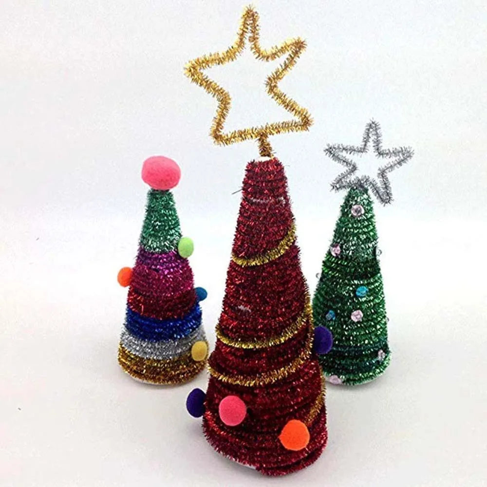 Gilter Chenille Stem Pipe Kids DIY Toys Christmas Handmade Material Chenille Sticks Cleaners Plush Strips Decoration 50/100pcs