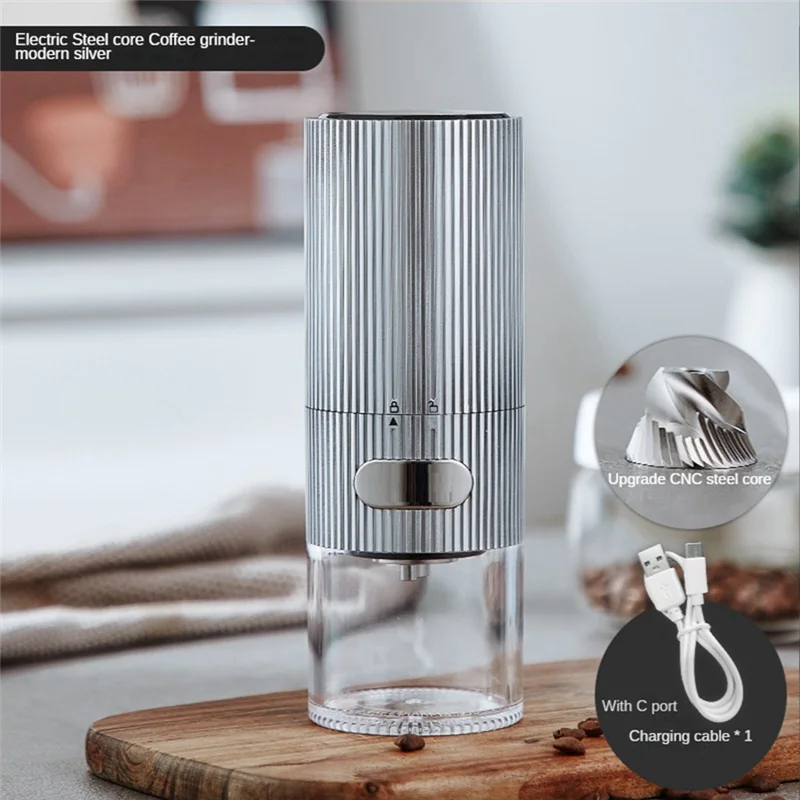 Electric Coffee Bean Grinder Portable Coffee Mill Grinder Stainless Steel Grinding Core USB Coffee Grinder for Kitchen-A