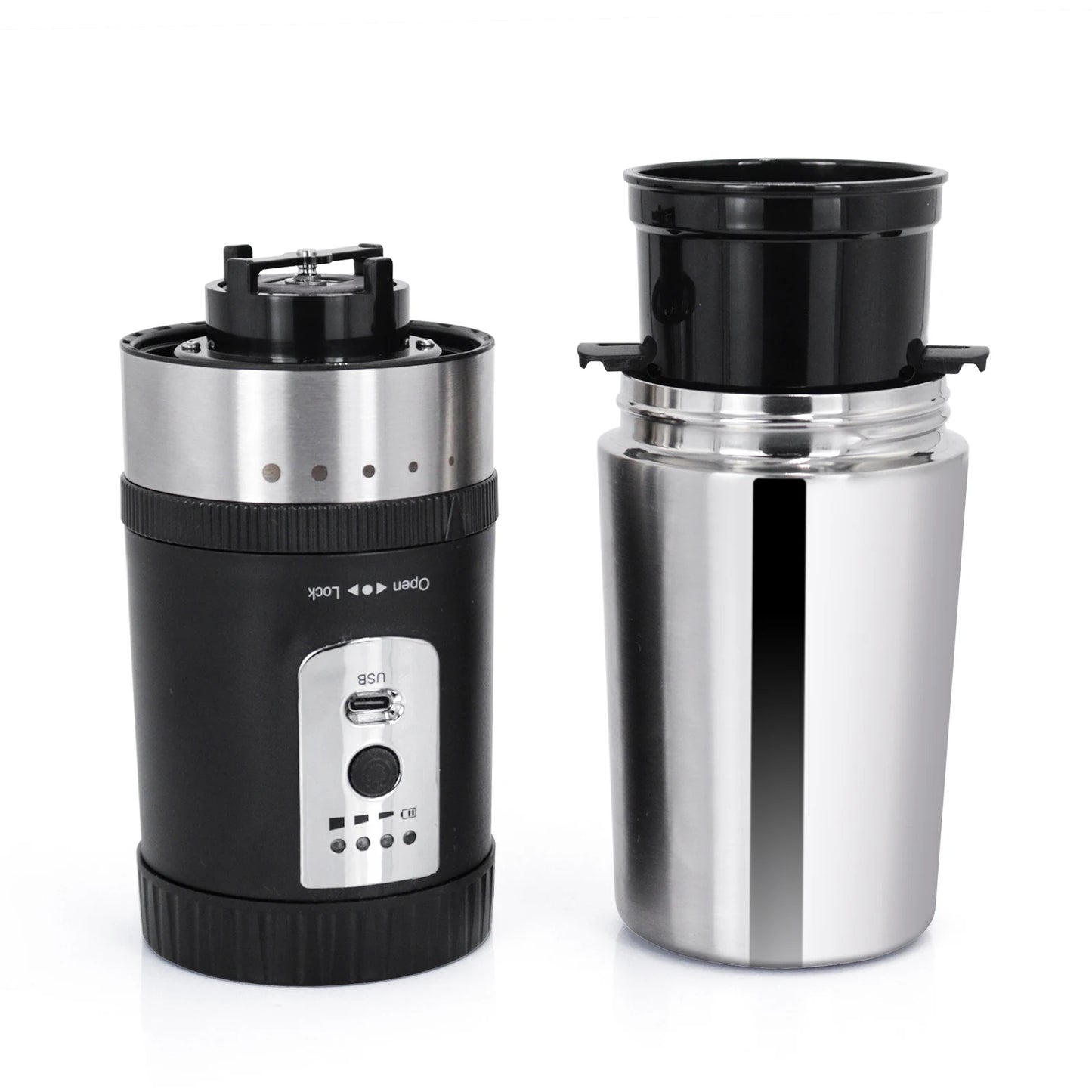 Portable 5 In 1  Pour Over Coffee Set with Electric Coffee Grinder USB Stainless Steel