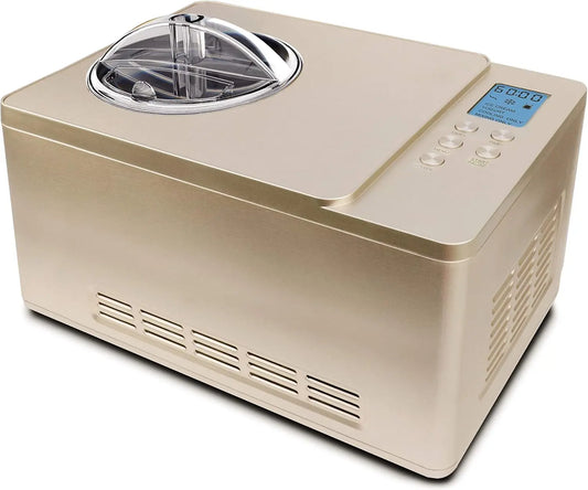 Cream Maker Machine & Yogurt Automatic 2 Qt. with Built-in Compressor, LCD Digital Display & Timer, No Pre-Freezing, ICM-220CGY