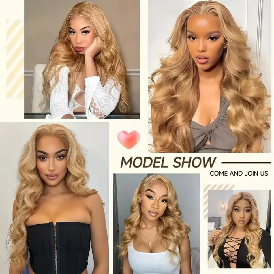 27 Honey Blonde Wig Human Hair 13x6 Hd Lace Frontal Wig 200 Density 13x4 Hd Transparent Preplucked Body Wave Human Hair Wigs