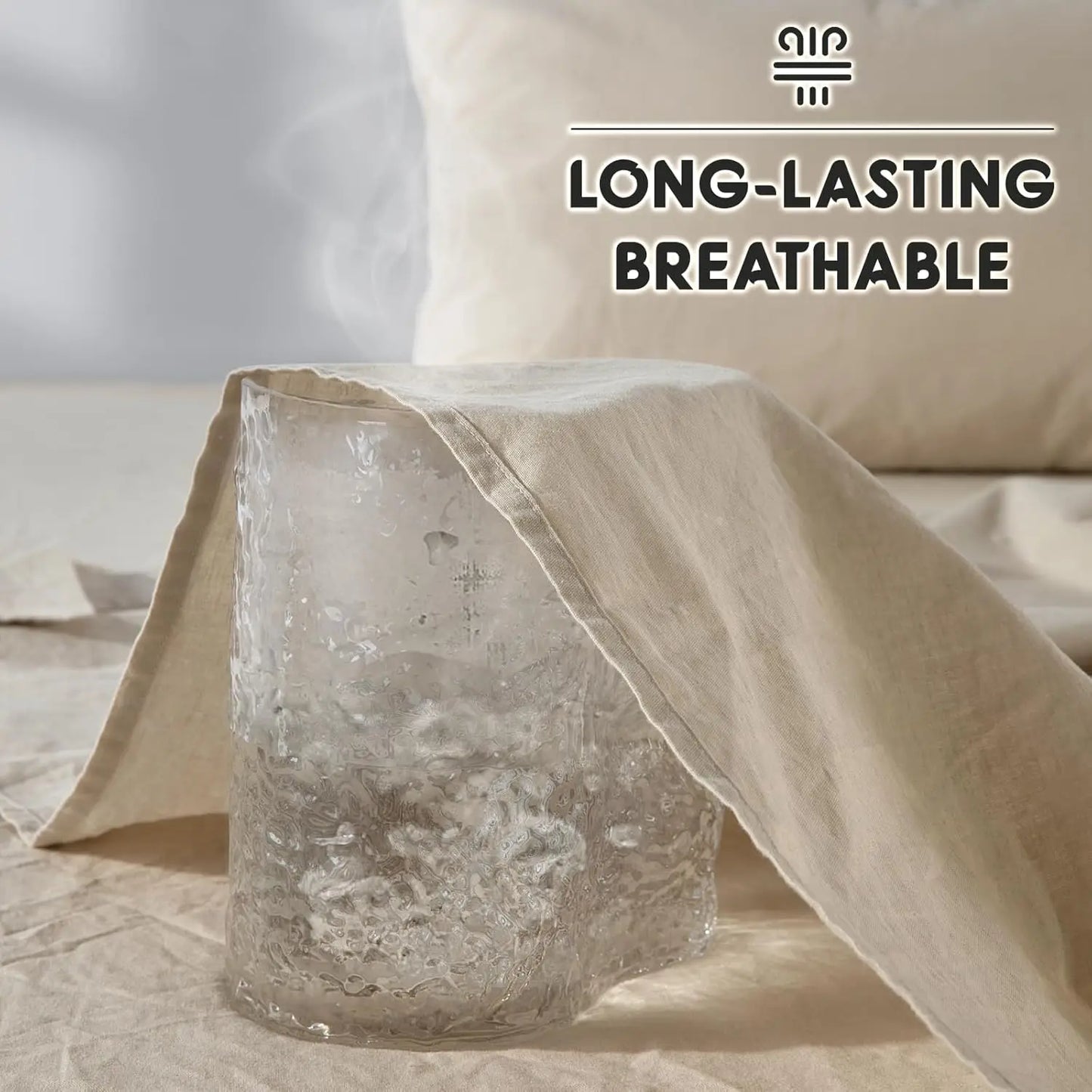 100% French Pure Linen Sheets, Breathable and Durable Line King Size Sheets, Anti-Tear Line Bed Sheets, Machine Washable