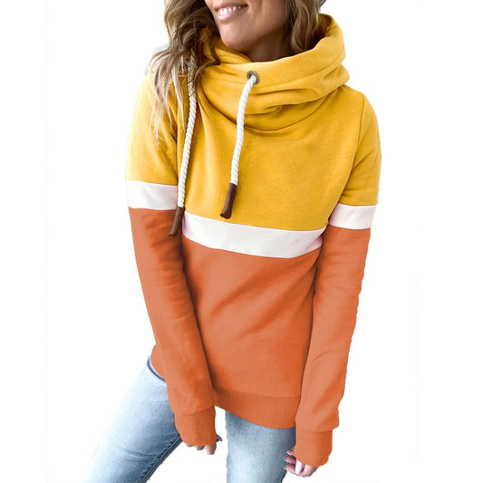 Fashion Women's Hoodie Casual Hoodies Pullovers Sweatshirts female Top Tricolor personality High Neck Hoodies Sweatshirt