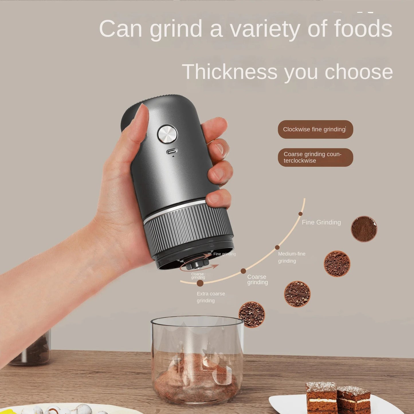 Electric coffee machine Small home automatic ceramic core grinder hand portable multi-function bean grinder