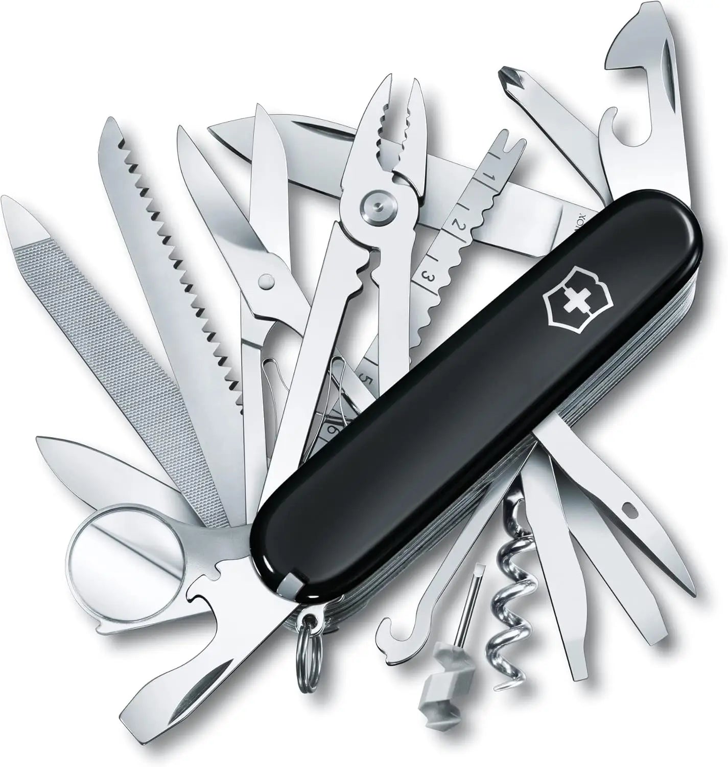 Swiss Army Knife, 33 Function Swiss Made Pocket Knife with Large Blade, Screwdriver, Chisel and Combination Pliers