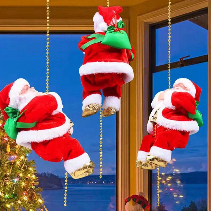 Santa Claus Climbing Beads Electric Climb Up And Down Climbing Santa With Light And Music Decorations