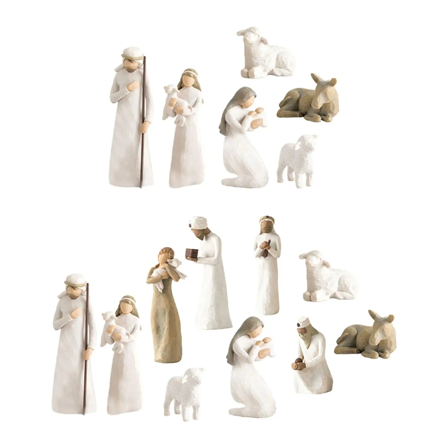 Christmas Nativity Scene Figurine Set Handmade Traditional Xmas Sculpture