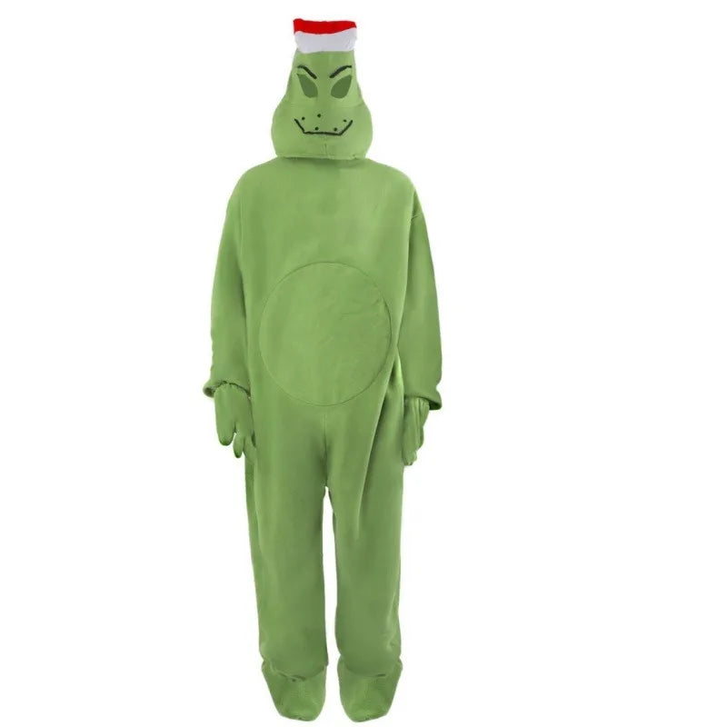 Grinch Christmas Glitch one-piece pajamas Add fleece series home casual wear Green Shaggy Christmas Grinch Anime Cosplay Costume