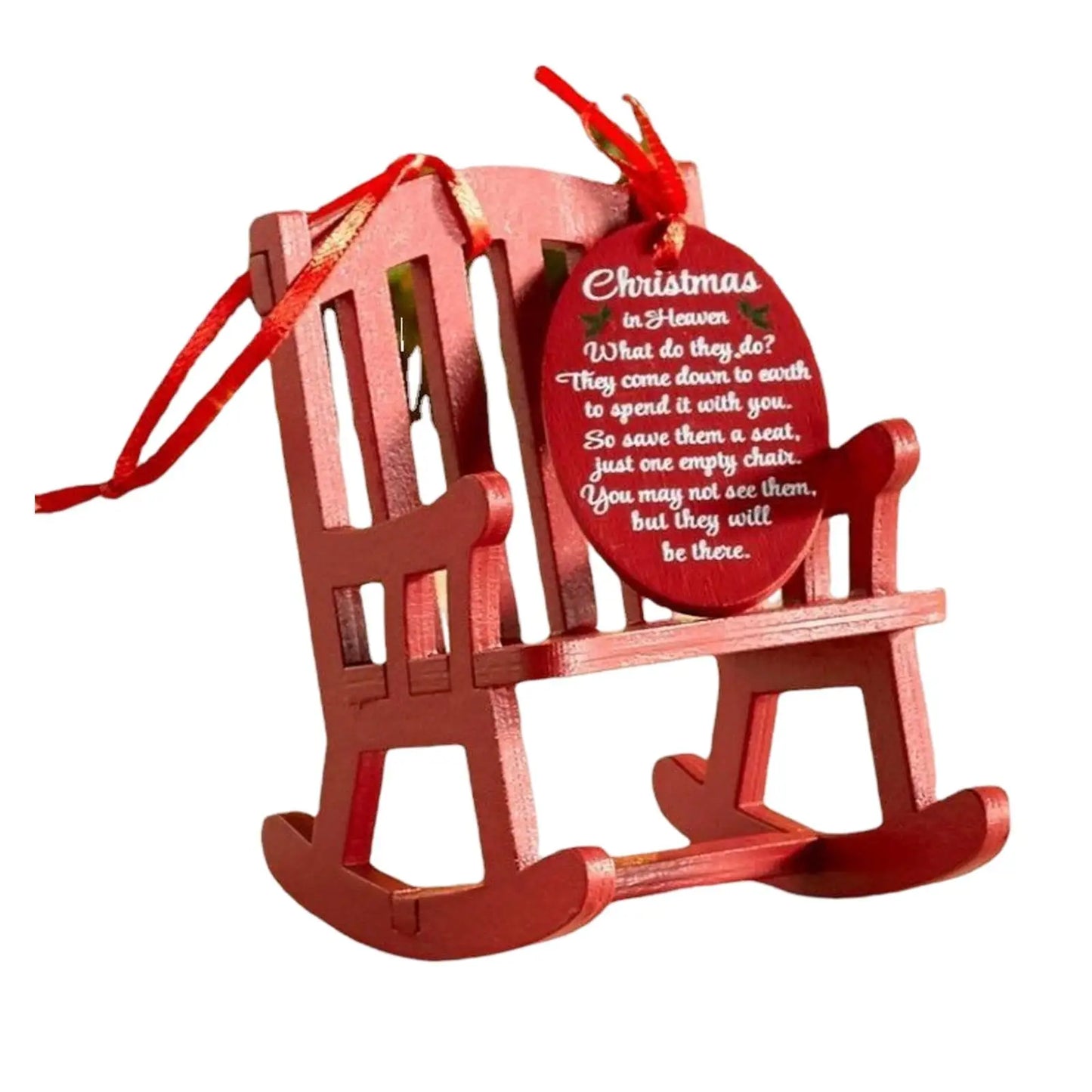 Mini Christmas Rocking Chair Ornament with Tag Sign Anniversary Holiday