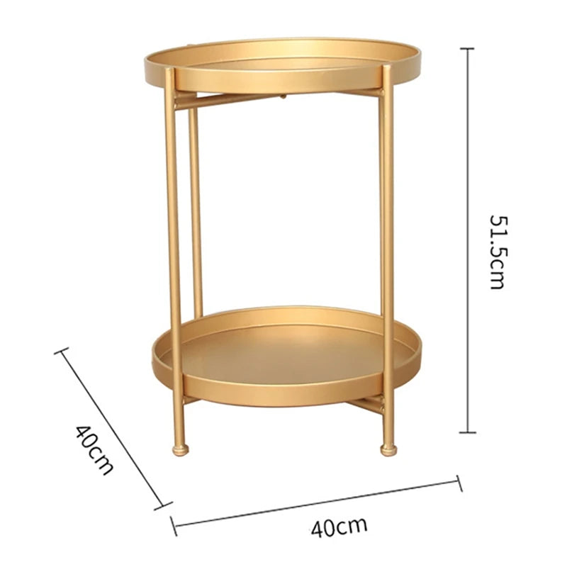 2 Tier Metal Side Table Removable Tray Gold End Table Small Accent Table Sofa Side Snack Table For Living Room Bedroom