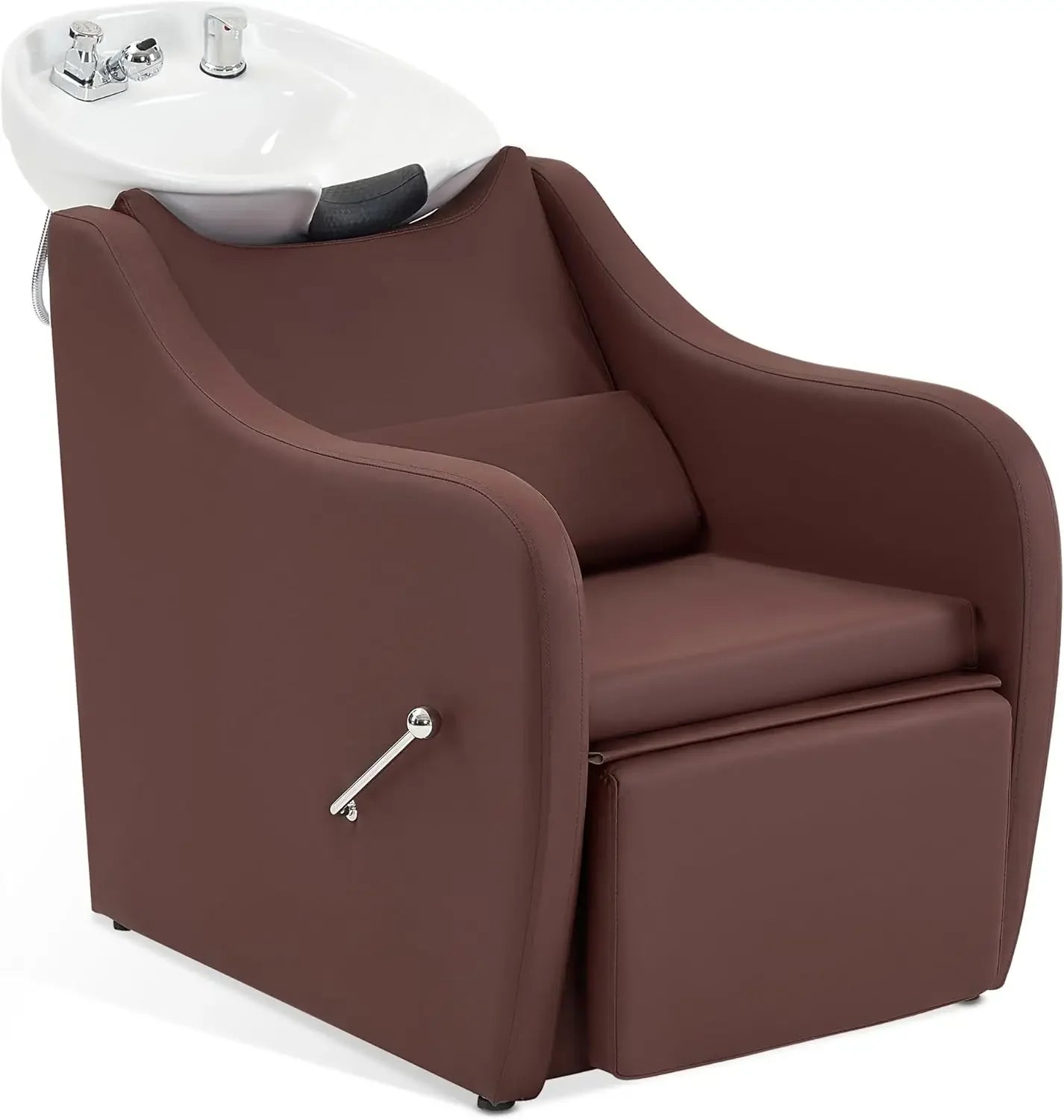 Shampoo Barber Classic Chair, Ceramic Shampoo Bowl Sink Chair Station for Spa Beauty Salon Shampoo Chairs